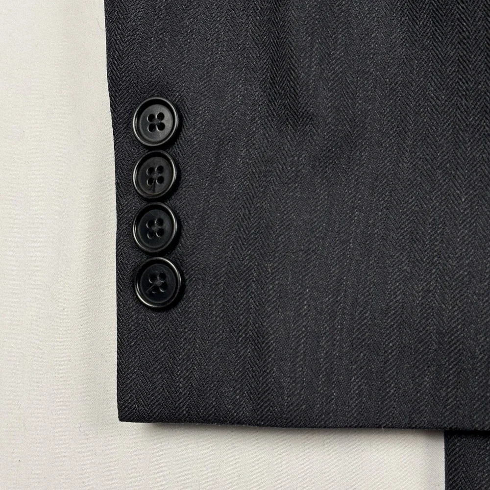 Brooks Brothers Sport Coat 46 Long 100% Lambswool Charcoal Herringbone